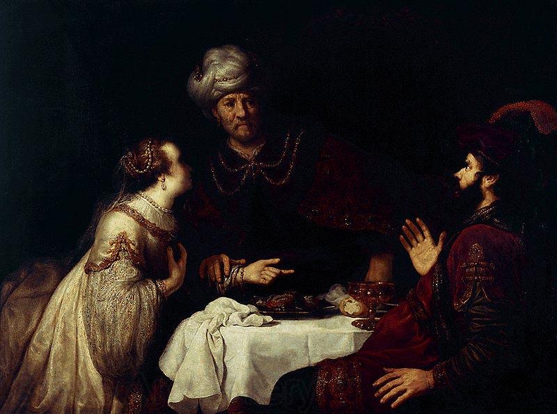 Jan victors Esther accuses Haman before Ahasveros Norge oil painting art